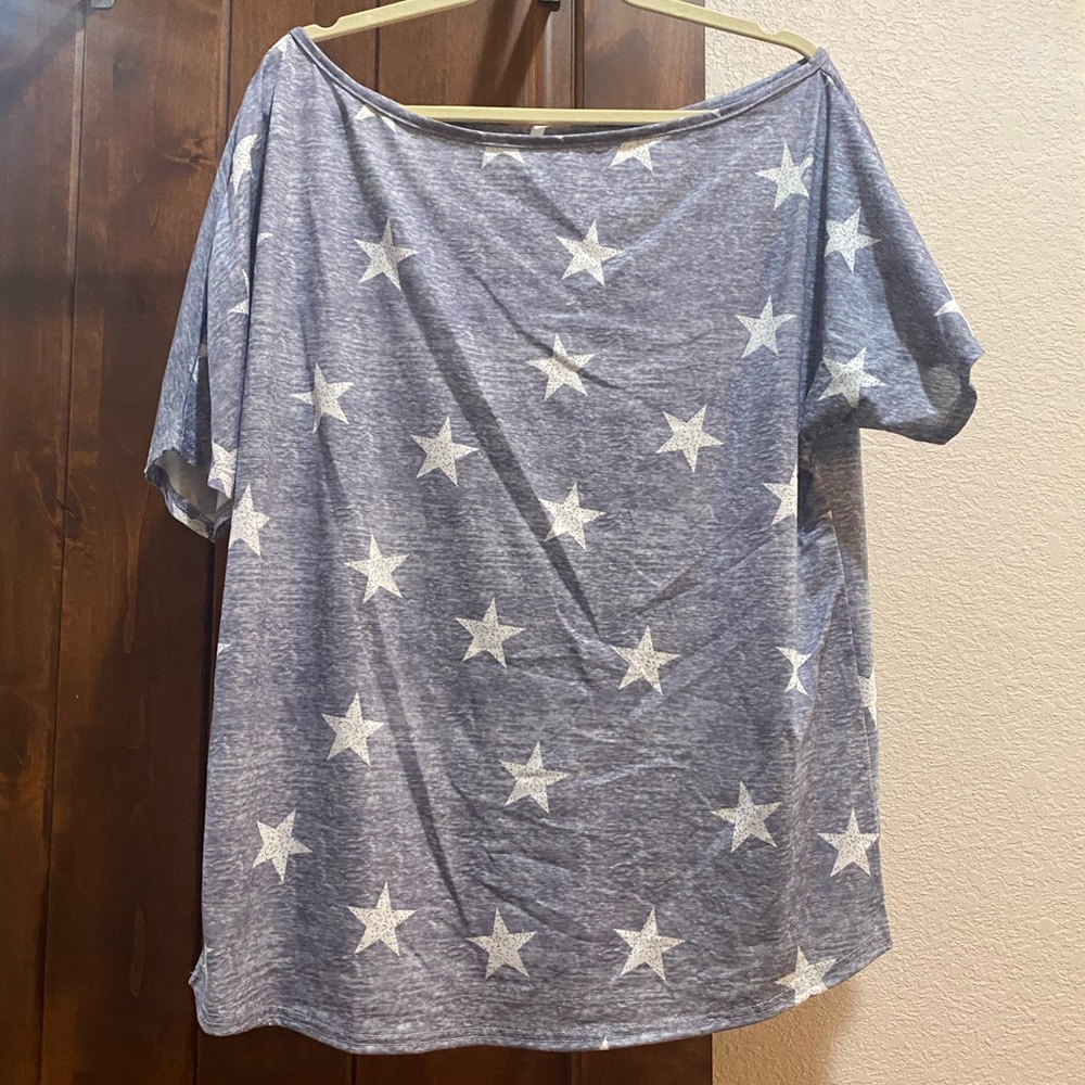 Wide Neck Star Print Top
